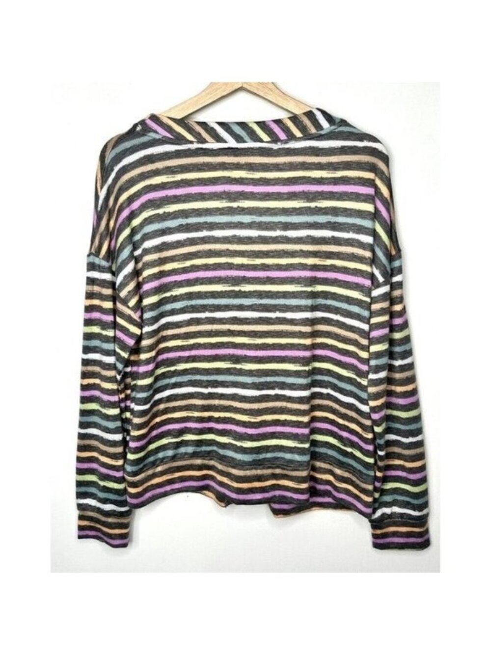 Joyspun Hacci Cardigan Womens Medium Rainbow Stripe Colorful V Neck Soft Knit - Picture 2 of 10